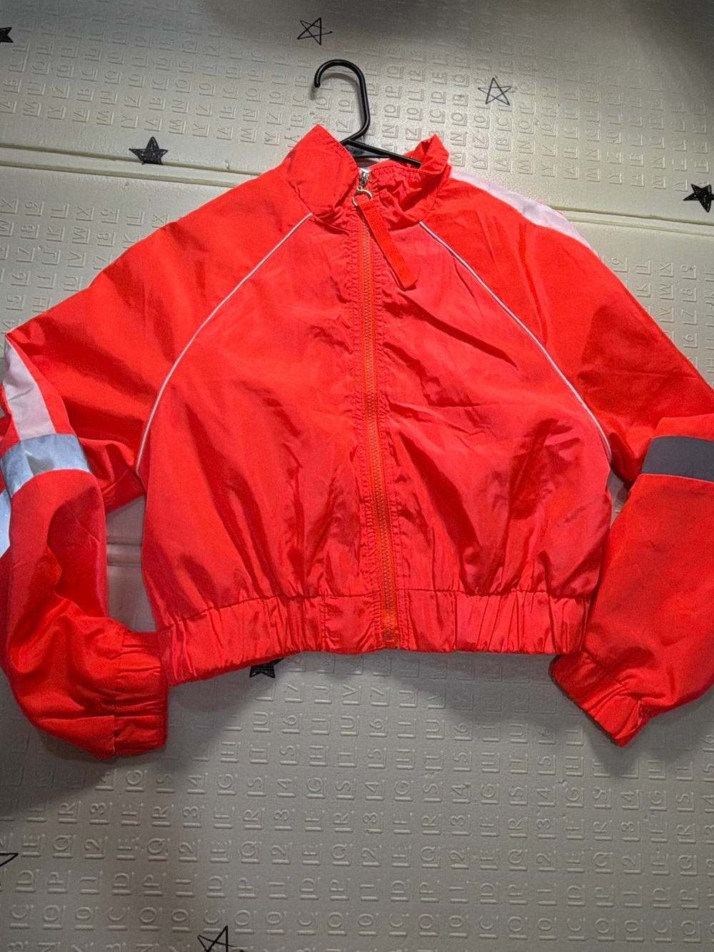 Red Cropped Windbreaker Jacket - Women's Lightweight Active Coat